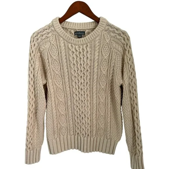 L.L. Bean Signature Womens Cable Knit Sweater Fisherman Herritage Chunky Size Sm - Picture 1 of 8